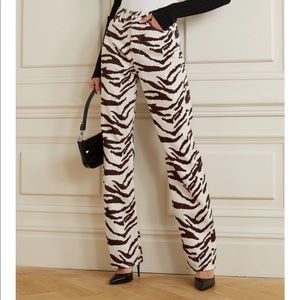 Reformation Tiger Print High-Rise Straight Leg Jeans